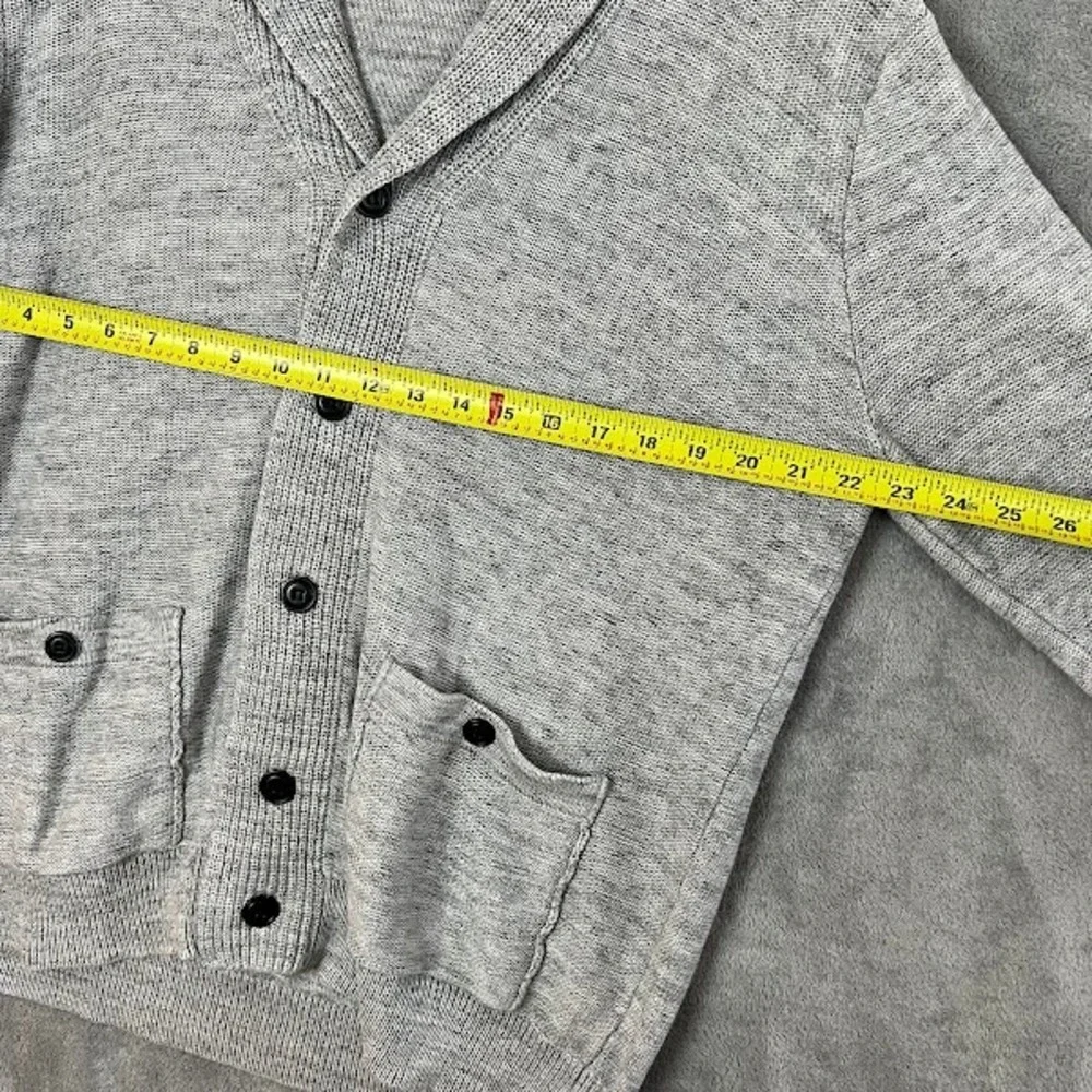 J Crew Shawl Neck Cardigan Sweater Mens L Grey Cotton ClassicPreppy Academia